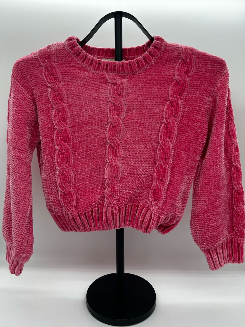 Jessica Simpson Hot Pink Cable-Front Crewneck Sweater Size M (8)